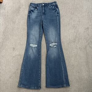 Pilcro Jeans Womens 28 Blue The Icon Flare Boho Festival Hippie Stretch Button